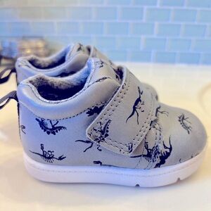 Carter's Gray and Black Dinosaur Sneakers with Velcro Straps - Toddler Size 4